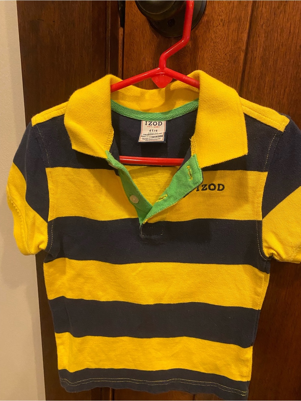 Izod Yellow, Navy & Green Striped Kids Polo Shirt